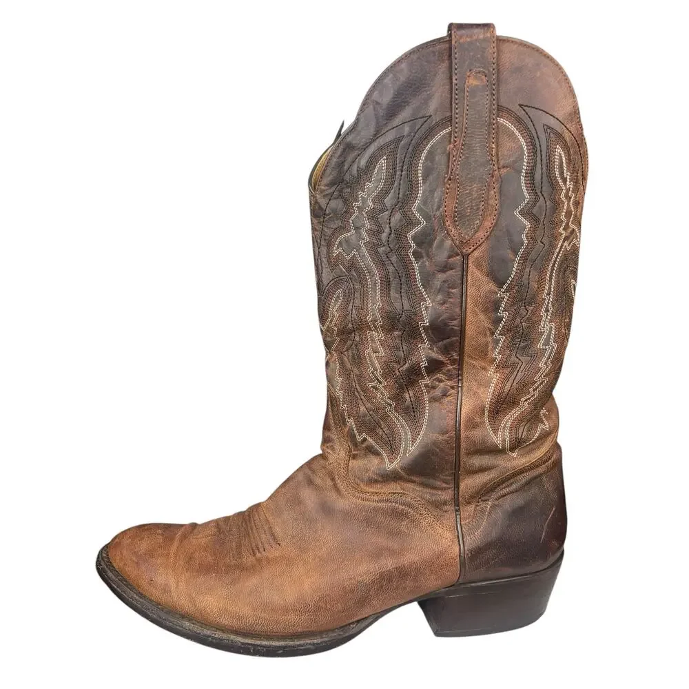 J,B. Dillon Men’s Brown Leather Western Cowboy Boots Size US 12 EE